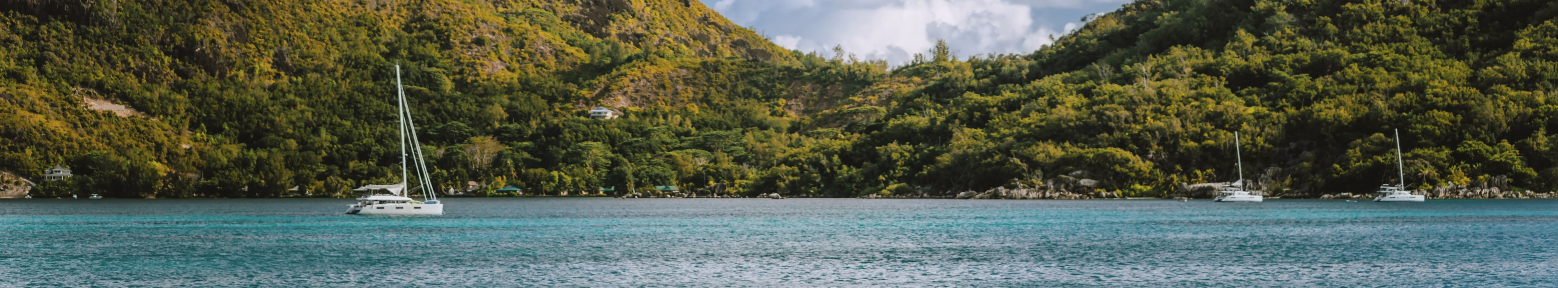 Sailboats anchored in a bay surrounded by hills in St Barth